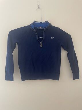 Vineyard Vines Navy Half-Zip Pullover with Whale Logo